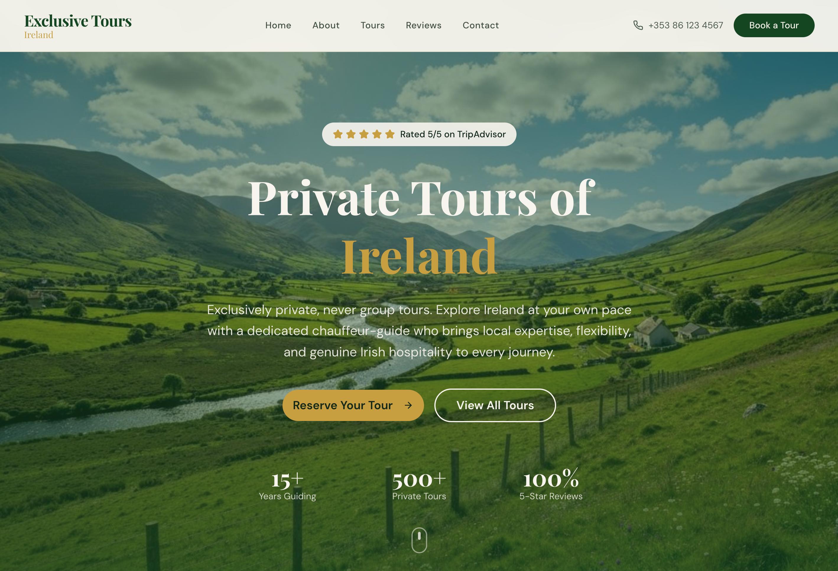 Exclusive Tours Ireland - After redesign