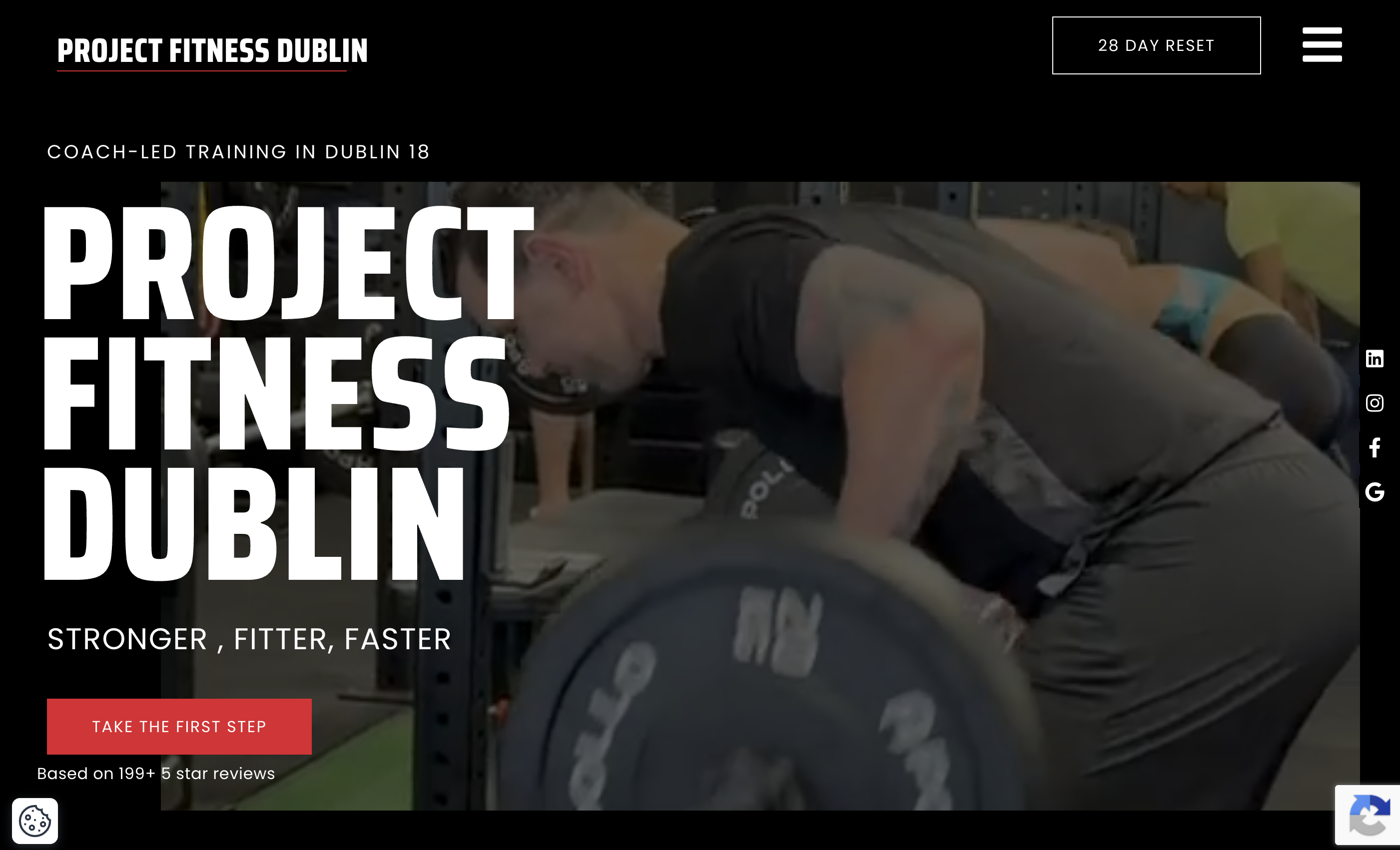 Project Fitness Dublin website homepage